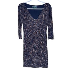 Lauren Ralph Lauren Womens Dress Size 6 Black 3/4 Sleeve Casual Wear Lined